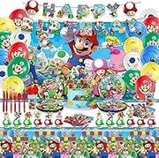 Birthday Party Supplies,168pcs Mario Party Decorations&Tableware