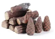 10 Piece Ceramic Log Set For gas Fire Place Maison Arts