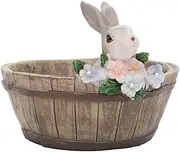 Rabbit Shape Resin Flower Pot with Durable Material, Rabbit Micro Landscape, Plant Table Flower Pot, Home Garden Pot Decor, Suitable for Garden Balcony Home Office (10 * 10 * 8.5 CM) ﻿