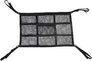 ULTECHNOVO Car Roof Mesh Organizer Dual Pocket Design Storage Net for Truck SUV Quick Access Zipper for Road Trips Camping Maximizes Ceiling Space