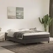 Velvet Bed Frame Double Size, Dark Grey Platform Bed with Plywood Slats, 193 x 137 cm - No Box Spring Needed, Upholstered Bedframe, Wood Base, Low Floor Cama