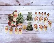 19-Christmas-Victorian-Fussy Cut-Embossed-Scraps-Santa-Glittered-Stickers