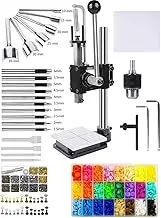 AOOK 866PCS Leather Hole Puncher Hand Punching Manual Punch Arbor Press.Round Solid Post & ductile Iron Base for DIY Parts Punching,Forming Pressing (Square Head Press with All Accessories)