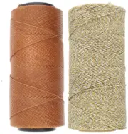 2 Knot It Waxed Polyester Cord 1mm Diameter 144M Spools Chestnut, Metallic Gold