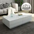 Modern Coffee Table 4-Drawer Side Table High Gloss Living Room Furniture - White