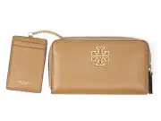 Tory Burch Britten Tan Moose Pebbled Leather Continental Wallet and Card Case