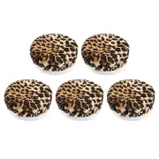 5Pcs Fabric Drink Cover Scrunchie for Alcohol Protection Party Leopard Color