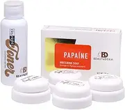 Beautederm Beaute Travel Set with 1 Papaine Soap, 1 Day Cream, 3 Night Cream, and 1 Toner for Clear, Young, and Glowing Skin targets dark spots, hyperpigmentation, freckles, acne and acne scars.