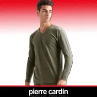 在飛比找Yahoo奇摩購物中心優惠-Pierre Cardin皮爾卡登 舒適保暖彈力棉V領長袖衫