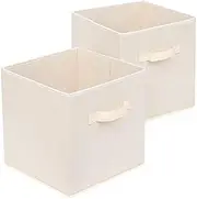 [Debbu] Basics Fabric Clothing Storage Bins - 10.6" x 10.6" x 11" - 2 Pack - Collapsible Storage Cubes Organizer with Handles, Linen Foldable Storage Baskets Cloth Box Containers, Closet Organizers