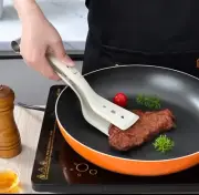 2 In 1 Silicone Grip Spatula Tongs, Heat Resistant, Black color
