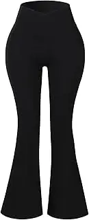 [AUROLA] Women Fire Flare Leggings Crossover High Waisted Yoga Pants, Scrunch Butt Lifting Wide Leg Bootcut Leggings