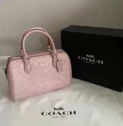Coach Rowan Satchel Bag In Signature Canvas CV961, Powder Pink