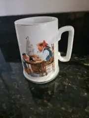 Vtg Prestine Norman Rockwell "For A Good Boy" Gold Rimmed Mug Cup Collectible