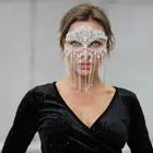 Photo Prop Masquerade Mask Rhinestone Veil Mask Women Face Chain Full Face Mask