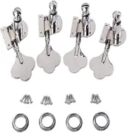 TOYANDONA 4 String Bass Guitar Tuning Pegs Vintage Semiclosed Style Machine Heads R4 Tuner Heads Set Mounting Screws Ferrules (chrome)