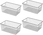 Freezer Organizer Bins - 4 Pack Stand Up Freezer Baskets for 16，17，21 cu.ft Upright Freezer, Wire Storage Baskets with Built-in Handles, Easy to Access Frozen Food Allow Air Circulation, Black