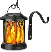 Boundbreed Upgraded Flickering Flame Solar Lantern Outdoor Waterproof Light, Hanging Solar Dancing Flame Lantern Light, Auto On/Off Decorative Fire Lanterns(1-PCS)