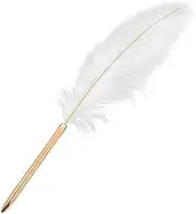 BWESOO White Retro Feather Ballpoint Pen Exquisite Siganture Pen Refillable Ballpoint Pen for Wedding Office Business Gift Pens for Signing Artwork Journal Writing Ballpoint Pens and Refills