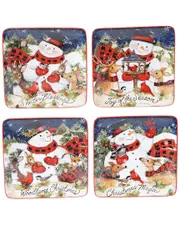 Certified International Magic of Christmas Snowman Canape Plates (Set of 4)