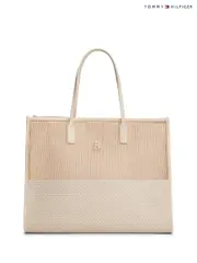 Tommy Hilfiger Cream Tote City Woven Tote Bag (W60096) | $346