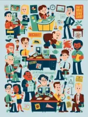 SDCC 2023 Office Space Sitcom Show Dave Perillo Snocone Blue Poster Print Mondo
