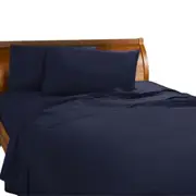 Navy Percale Fitted Sheet Set