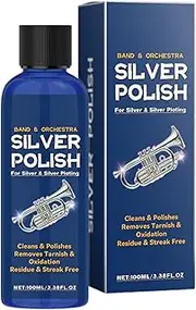 [Generic] Silver Polish Cleaner - Sterling Silver Cleaner | Multipurpose Trumpet Polish Silver Jewelry Polish, Sterling Silver Polish Silver Tarnish Remover With Cloth For Silver Jewelry Instruments
