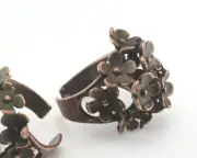 Flowers Adjustable Ring Antique Copper Plated brass 18mm 8US inner size 2609