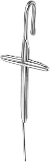 [Niaspi] Cross Ear Piercing Jewelry Minimalist Stainless Steel Single Piercing Hook Industrial Barbell Fake Cartilage Industrial Earring Statement Ear Jewelry for Women Men, Large, Stainless Steel, No