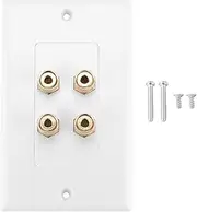 Justivana 4 Posts Speaker Wall Plate Home Theater Wall Plate Audio Panel for 2 Speakers
