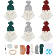 FREEBLOSS 6 Set DIY Macrame Christmas Gnomes Santa Claus Kit DIY Macrame
