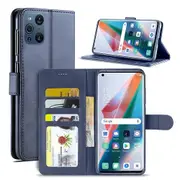 For Oppo Find X3 Pro Case SupRShield Wallet Card Leather Flip Magnetic Stand Phone Cover (Navy Blue)