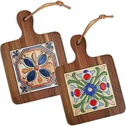 2 Pack Wood Tiles Pot Mat,Insulated Coasters,Anti-Scalding Plate Mat,Home Retro Placemats,Kitchen Table Mats Coasters,for Home,Restaurant