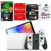 Nintendo Switch White OLED + Luigi's Mansion 3 + NSO 1 Year Family Membership
