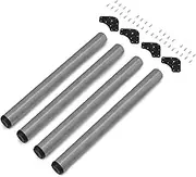 Emuca 2034525 Ø60x710mm, Set of 4 Steel Table Legs, Height Adjustment 710-730mm, Silver Grey, Alluminium Painted, 60 x 710 mm