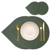 Placemats Coasters Set of 2, Drop-shape Table Mats Coasters (Green)