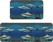 Hammerhead Sharks Print Kitchen Floor Mat 2 Sets Non-Slip Rugs for Kitchen Laundry Office and Home Decor