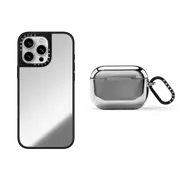 - Value Set Mirror Duo Set - iPhone 16 Pro Max Mirror Case MagSafe Compatible (Silver on Black) & AirPods Pro 2 Mirror Case