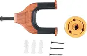 Guitar Wall Mount Hanger, U Shaped Metal Hook Holder, Space Saving Musical Instrument Accessory for Bass, Solid Wood Base, Easy to Install, Protects Guitar from Bumps