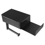 Bathroom Toilet Roll Tissue Holder Wall Mount with Phone Shelf Holder Black
