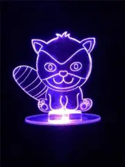Raccoon Flashing 3D LED Battery USB Night Light 7 Colour Changing Room Lamp