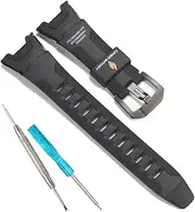 [RCNZWQB] Resin Watch Band Replacement for Casio PRG-110Y PRG-110C PRW-1300 PAW-1300 Wirstband Black Metal Buckle Strap