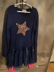 NWT FLAPADOODLES 2 PIECE DRESSY TULLE NAVY AND PINK LEGGINGS PANTS SET, SIZE 12