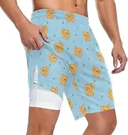 [ZZXXB] Pomeranian Dog Bone Athletic Shorts for Men with Pockets 2 in 1 Quick Dry Running Shorts S-3XL