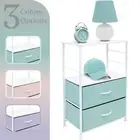 Bedside Furniture & Accent End Table w/ 2 Drawers - Nightstand 2 Shelf Storage
