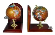 Unique Art 7-Inch Tall Pair of Amberlite Swirl Pearl Ocean Gemstone World Globe