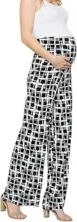 [My Bump] Women's Maternity Casual Bohemian Damask Palazzo Pants W/Tummy Control