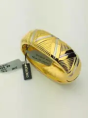 Oroton High Polish Shiny Gold & Silver Design Wide Bangle Vintage New Fits 7"