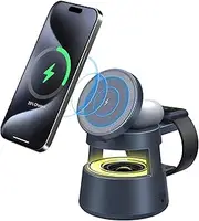 Wireless Charging Station 5-in-1 with Bluetooth Speaker, Nightlight, for iPhone 16, 15, 14, 13, 12 Series, Apple Watch, and AirPods